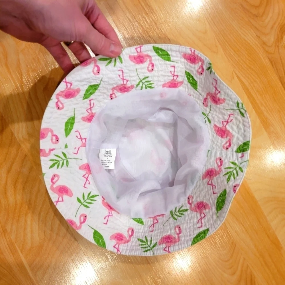 Baby girl sun hat baby bucket hat flamingos